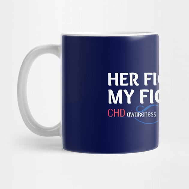 Her Fight, My Fight – CHD Awareness with Red & Blue Ribbon Illustration by Tecnofa